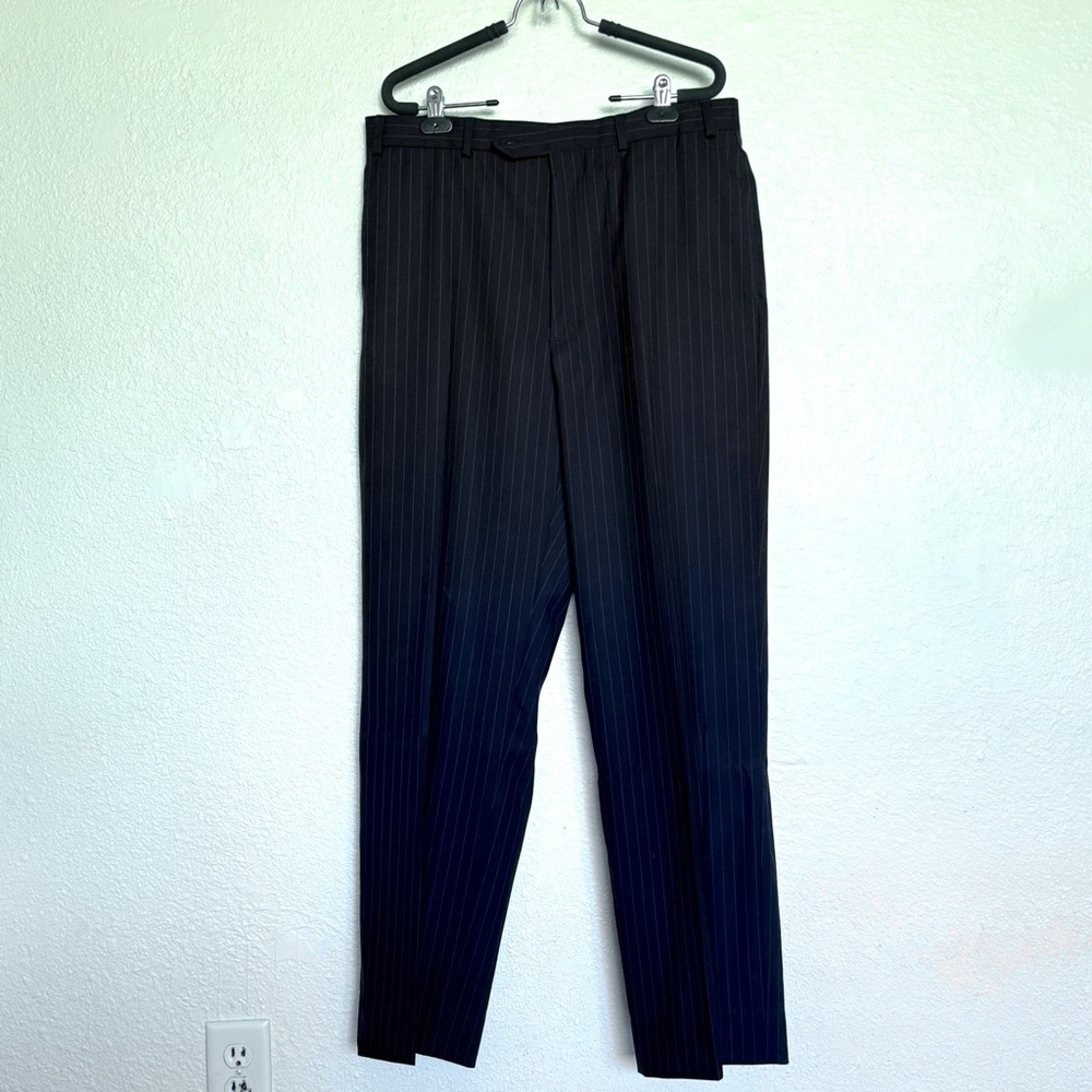 Brooks Brothers “346” Stretch Navy Blue Pinstripe Dress Pants 36W 33L Wool